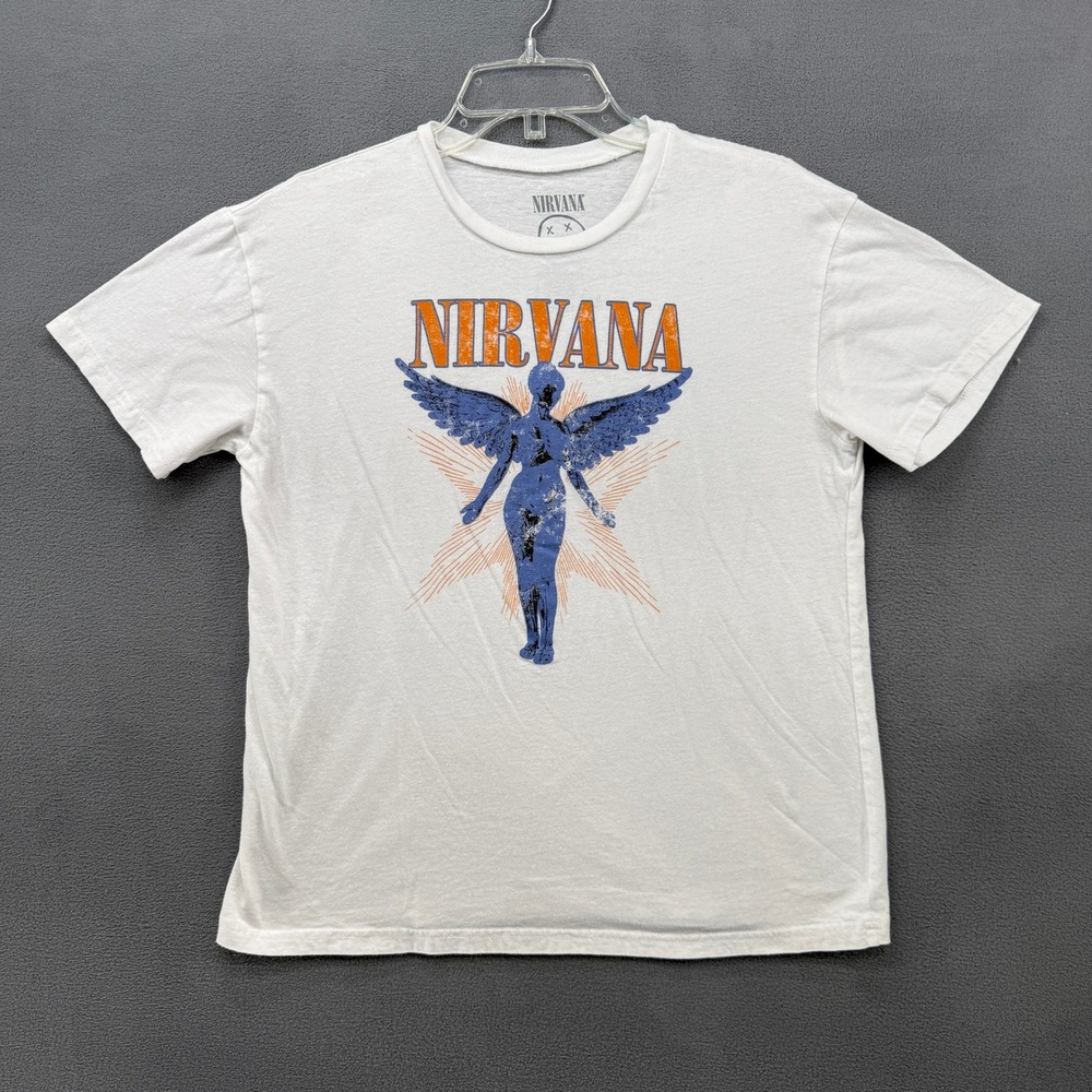 Nirvana In Utero Tee Womens Medium Angel Graphic White Cotton Band Shirt